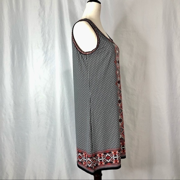Max Studio sleeveless shift dress keyhole back graphic black white red S - Picture 3 of 10